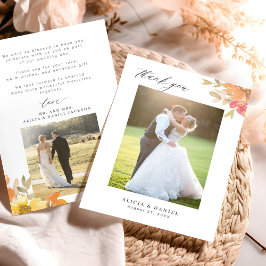エレガントな花の写真の結婚式 サンキューカード