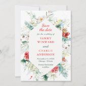 エレガントな花の冬の結婚式 Save The Date 招待状 (正面)