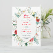 エレガントな花の冬の結婚式 Save The Date 招待状 (スタンド正面)