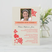エレガントな花の卒業の写真の招待状Coral/I 招待状 (スタンド正面)