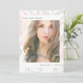 エレガントな花の卒業写真感謝メッセージ サンキューカード (スタンド正面)