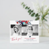 エレガントな花の卒業写真 卒業ありがとう ポストカード (スタンド正面)