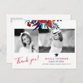 エレガントな花の卒業写真 卒業ありがとう ポストカード (正面/裏面)