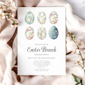 エレガントな花の卵 イースター ブランチ 招待状