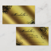 エレガントな花の名刺のサロンのスパの金ゴールド2 名刺 (正面/裏面)