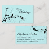 エレガントな花の名刺の黒く及び白い青3 名刺 (正面/裏面)