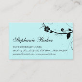 エレガントな花の名刺の黒く及び白い青3 名刺 (裏面)