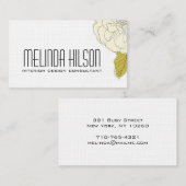 エレガントな花の名刺-クリーム 名刺 (正面/裏面)