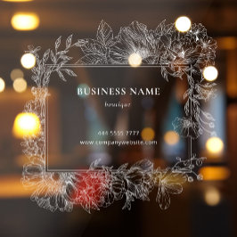 エレガントな花の境界線サロン店舗名 ウィンドウサイン