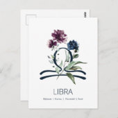 エレガントな花の天秤座のシンボル ポストカード (正面/裏面)