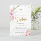エレガントな花の女の子の洗礼 招待状 (スタンド正面)