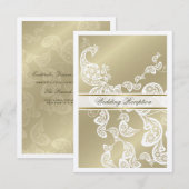 エレガントな花の孔雀の白い結婚式のディナー 招待状 (正面/裏面)