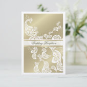 エレガントな花の孔雀の白い結婚式のディナー 招待状 (スタンド正面)