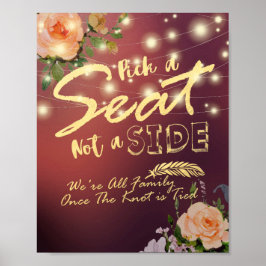 エレガントな花の席札 ウェディングサイン ポスター