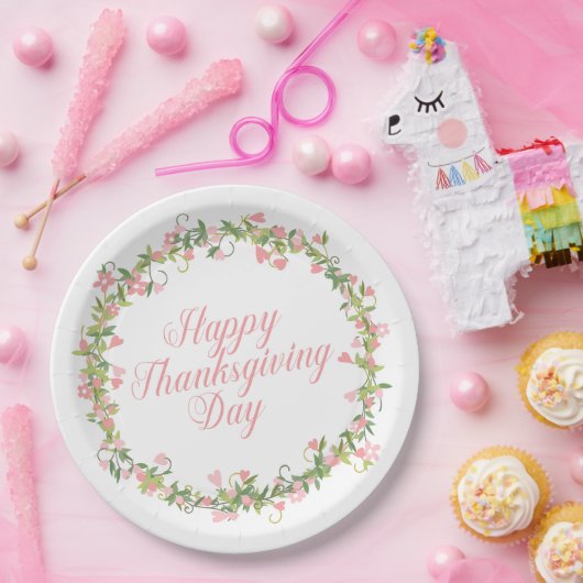 エレガントな花の幸せな感謝祭|の紙皿 ペーパープレート (パーティー)