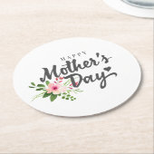 エレガントな花の幸せな母の日|のコースター ラウンドペーパーコースター (アングル)