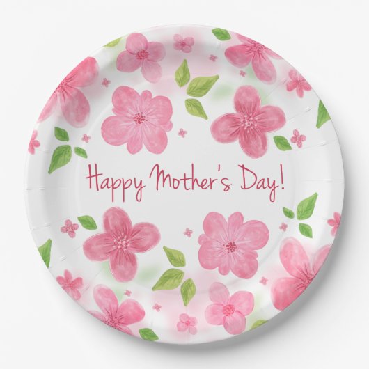 エレガントな花の幸せな母の日|の紙皿 ペーパープレート (正面)