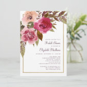 エレガントな花の幾何学模様のゴールド ブライダルシャワー 招待状 (スタンド正面)