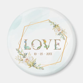 エレガントな花の愛のグリーンゴールド マグネット