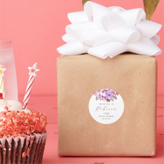 エレガントな花の感謝を伝える ブライダルシャワーのラベル ラウンドシール (パーティー)