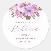 エレガントな花の感謝を伝える ブライダルシャワー ラウンドシール (正面)
