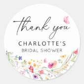 エレガントな花の感謝を込めたブライダルシャワー ラウンドシール (正面)
