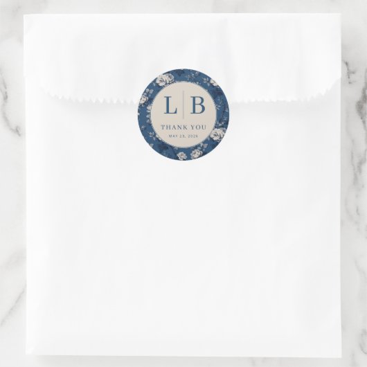 エレガントな花の感謝カード ラウンドシール (バッグ)