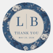 エレガントな花の感謝カード ラウンドシール (正面)