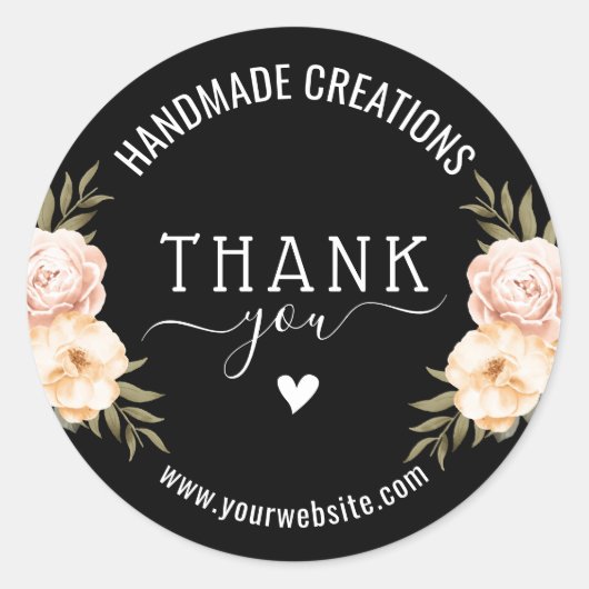 エレガントな花の手作りビジネス感謝 ラウンドシール (正面)
