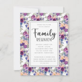 エレガントな花の手書きスクリプト ファミリーリユニオン 招待状 (正面)
