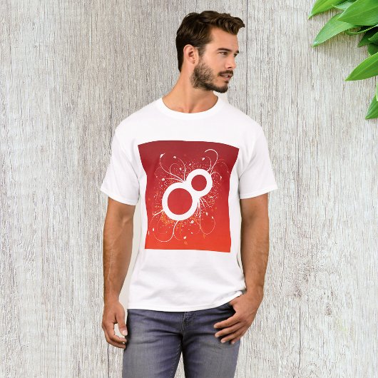 エレガントな花の数字8の赤い抽象画 Tシャツ