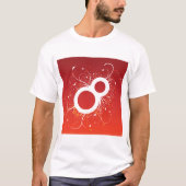 エレガントな花の数字8の赤い抽象画 Tシャツ (正面)