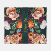 エレガントな花の植物のクラシックなミスター＆ミセスのウェディング フリースブランケット (正面(横))