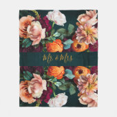 エレガントな花の植物のクラシックなMr. & Mrs. 結婚式 フリースブランケット (正面)