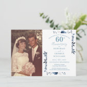 エレガントな花の模様の60周年結婚記念日の写真 招待状 (スタンド正面)