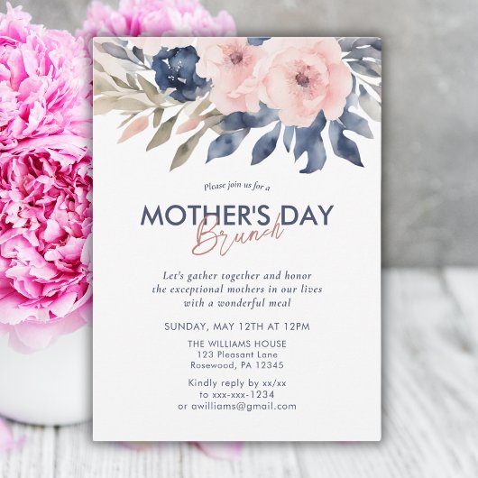 エレガントな花の母の日ブランチ 招待状