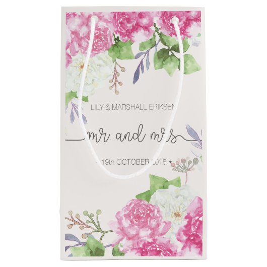 エレガントな花の氏及びWedding |夫人のギフトバッグ スモールペーパーバッグ (裏面)