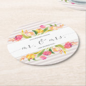 エレガントな花の氏及びWedding |夫人のペーパーコースター ラウンドペーパーコースター (アングル)