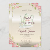 エレガントな花の水差し ブライダルシャワー 招待状 (正面/裏面)