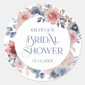 エレガントな花の水彩ウェディングシャワーシール ラウンドシール (正面)