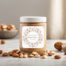 エレガントな花の水彩ウェディングシャワー スクエアシール