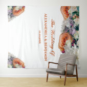 エレガントな花の水彩ウェディングフラワーバックドロップ タペストリー (インサイチュ(横))