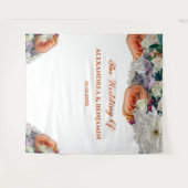 エレガントな花の水彩ウェディングフラワーバックドロップ タペストリー (正面(横))