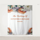 エレガントな花の水彩ウェディングフラワーバックドロップ タペストリー (正面)