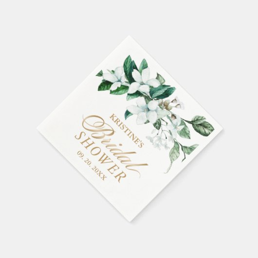 エレガントな花の水彩グリーン ブライダルシャワー スタンダードカクテルナプキン (角)