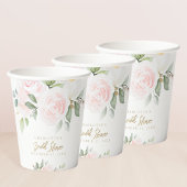 エレガントな花の水彩ゴールド ブライダルシャワー 紙コップ
