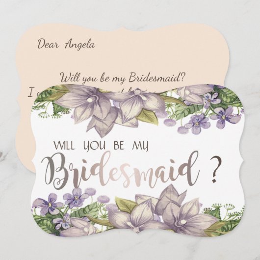 エレガントな花の水彩画のウェディングパーティーのカード 招待状 (正面/裏面)