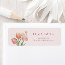 エレガントな花の水彩画のリターンアドレスラベル