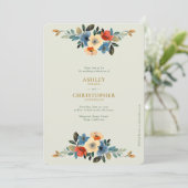 エレガントな花の水彩画の賢いオールインワンウェディング 招待状 (スタンド正面)