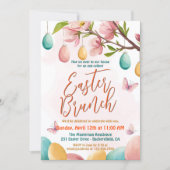 エレガントな花の水彩画イースターエッグハント＆イースターブランチ 招待状 (正面)
